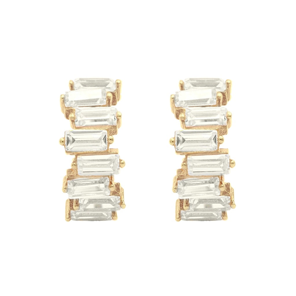 Cercei Aur 14k Uneven Eternity cu Pietre Zirconia