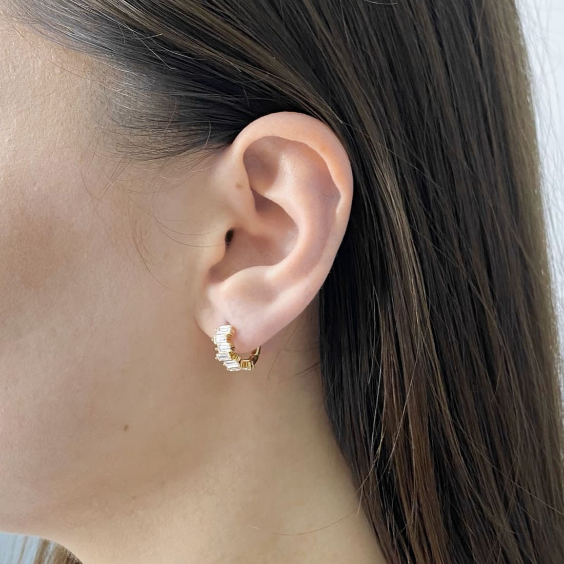 Cercei Aur 14k Uneven Eternity cu Pietre Zirconia