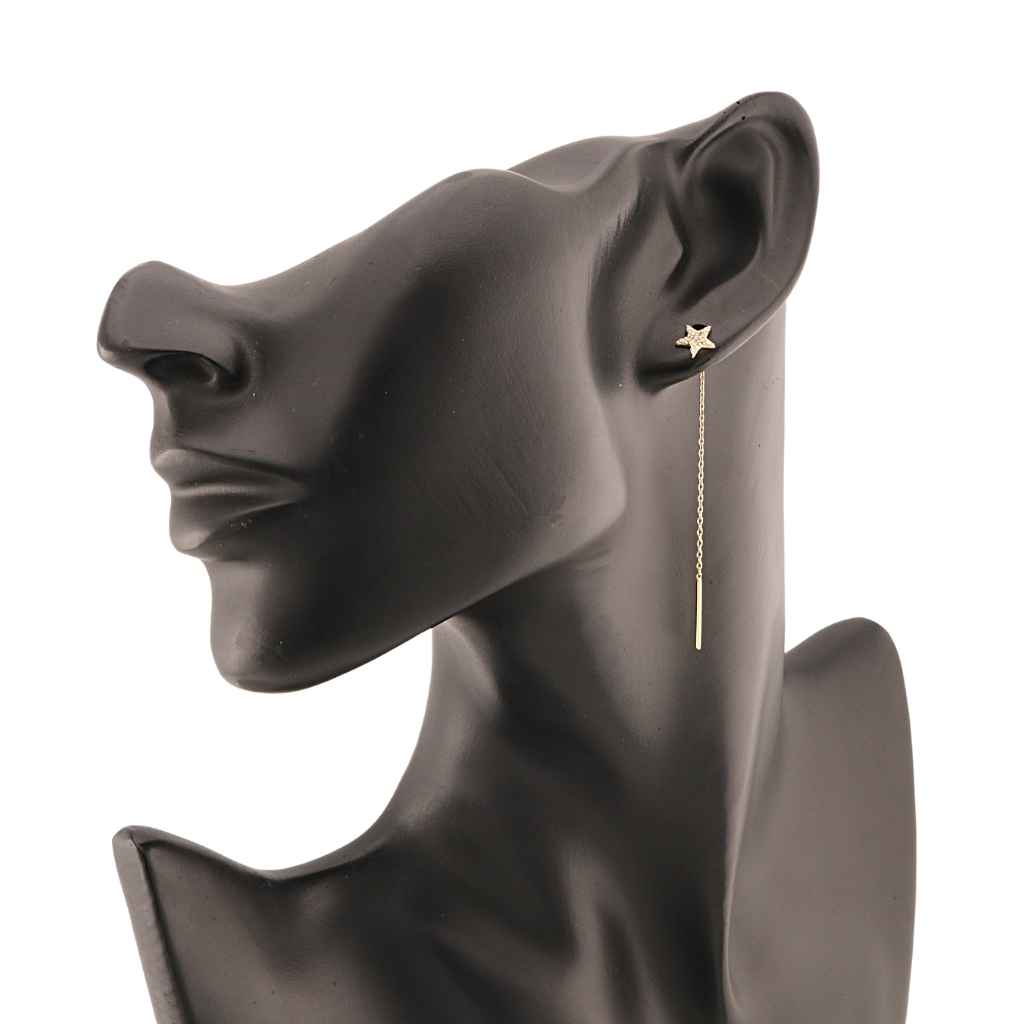Cercei Fir Aur 14k Stea cu Pietre Zirconia