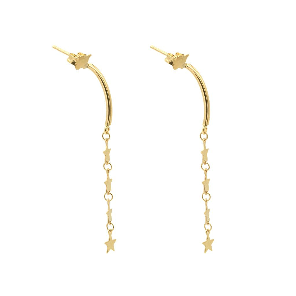 Cercei Lungi Aur 14k Stelute