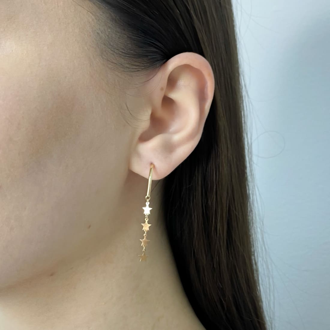 Cercei Lungi Aur 14k Stelute