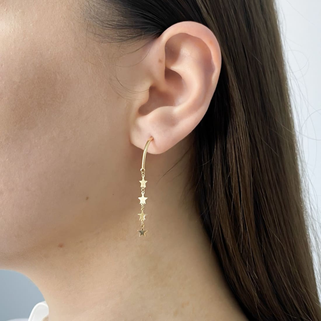 Cercei Lungi Aur 14k Stelute