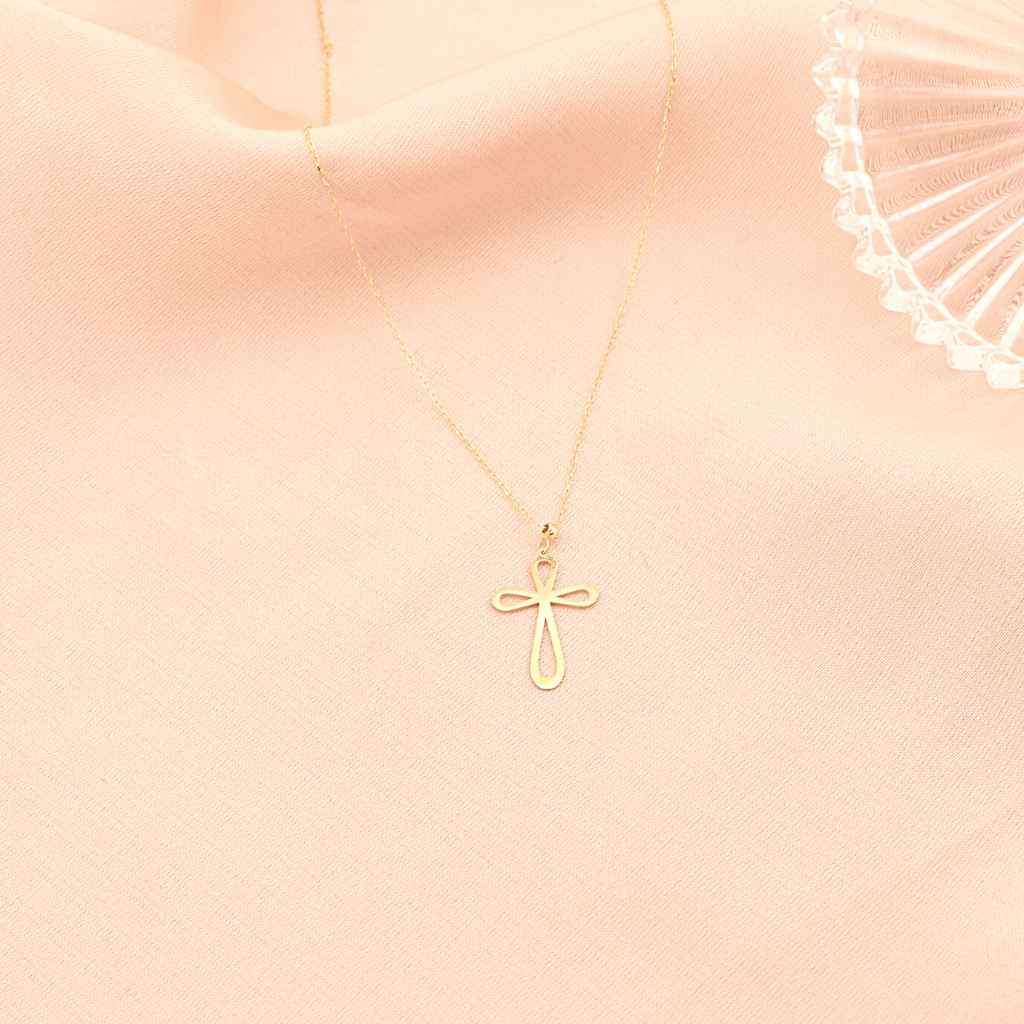 Lant Aur 14k Cruce Modern Cross