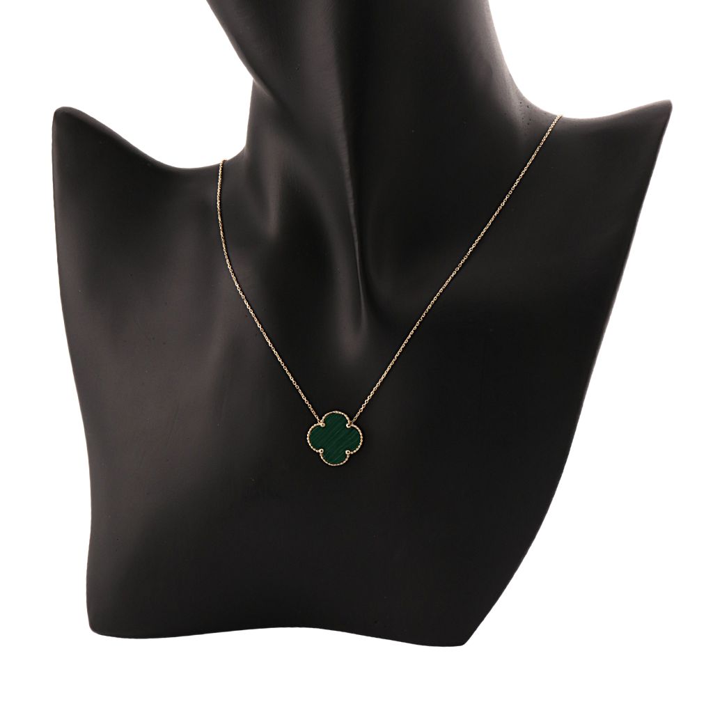 Lant Aur 14k Floare cu Malachit 1.5cm