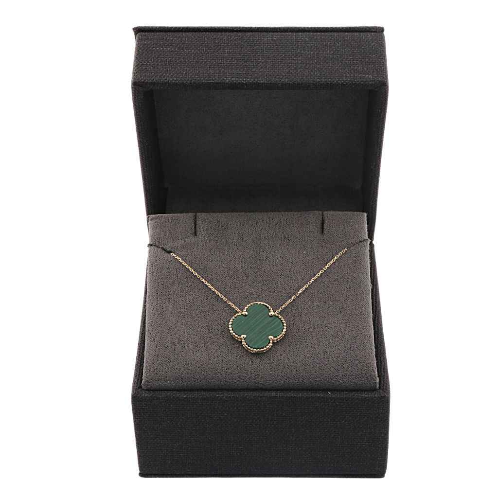 Lant Aur 14k Floare cu Malachit 1.5cm