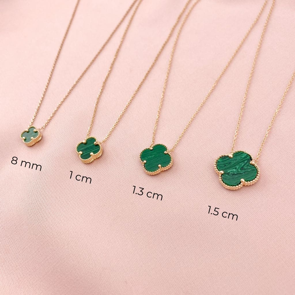 Lant Aur 14k Floare cu Malachit 1.5cm