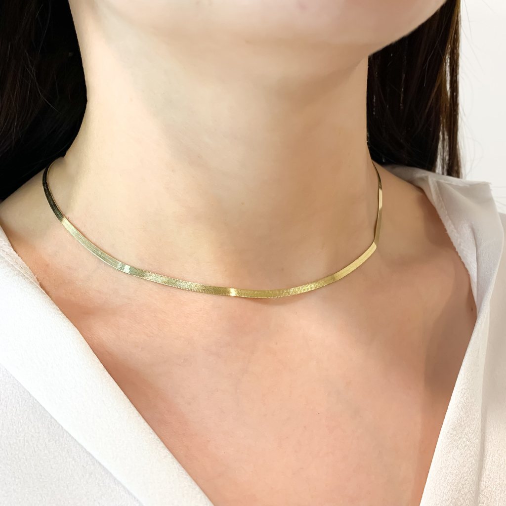 Lant Aur 14k Herringbone Reversibil