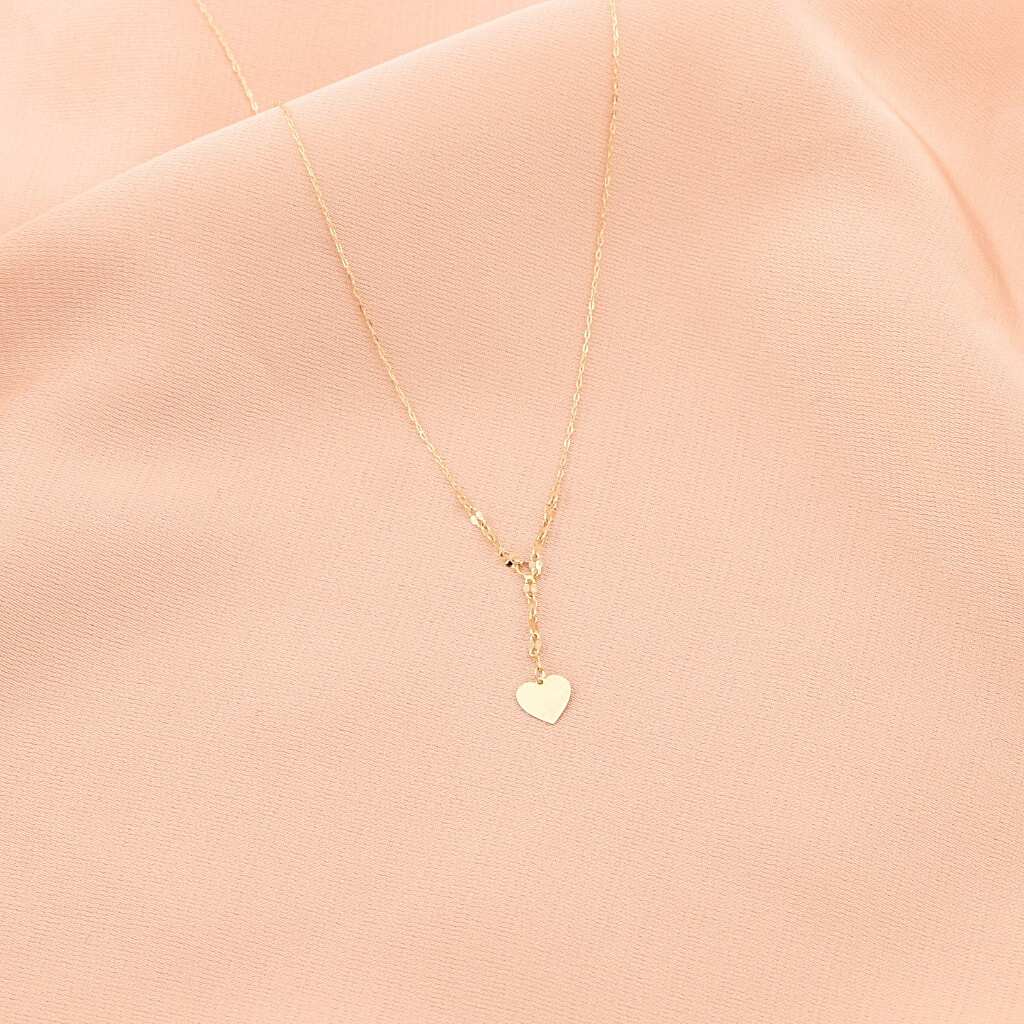 Lant Aur 14k Inima cu Zale Sequin