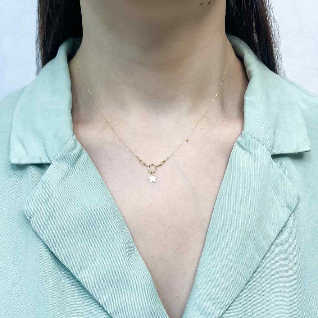 Lant Aur 14k Star Chain