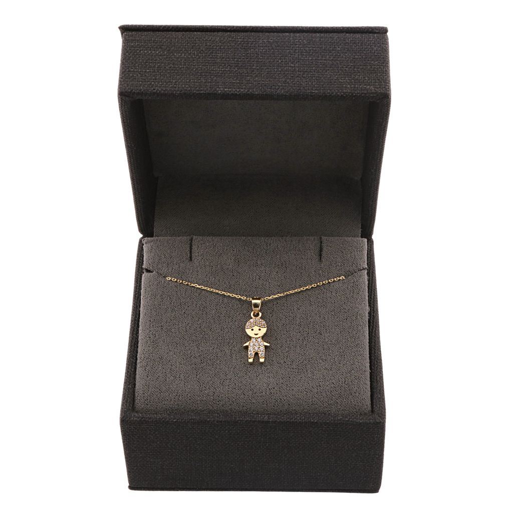 Pandantiv Aur 14k Baietel cu Pietre Zirconia