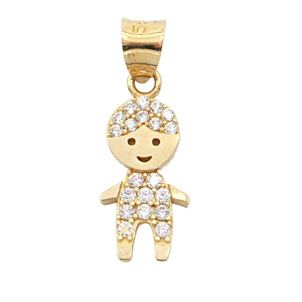 Pandantiv Aur 14k Baietel cu Pietre Zirconia