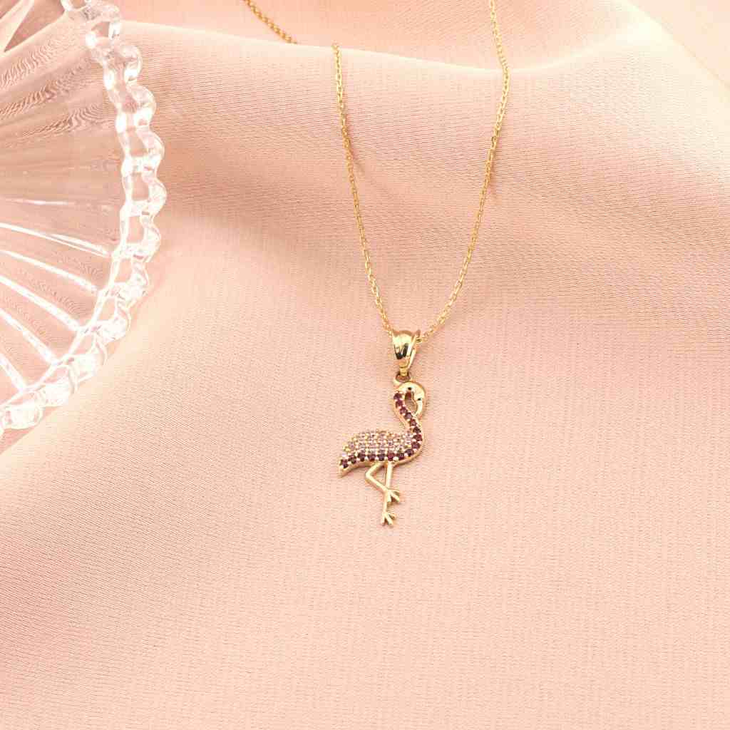 Pandantiv Aur 14k Pasarea Flamingo