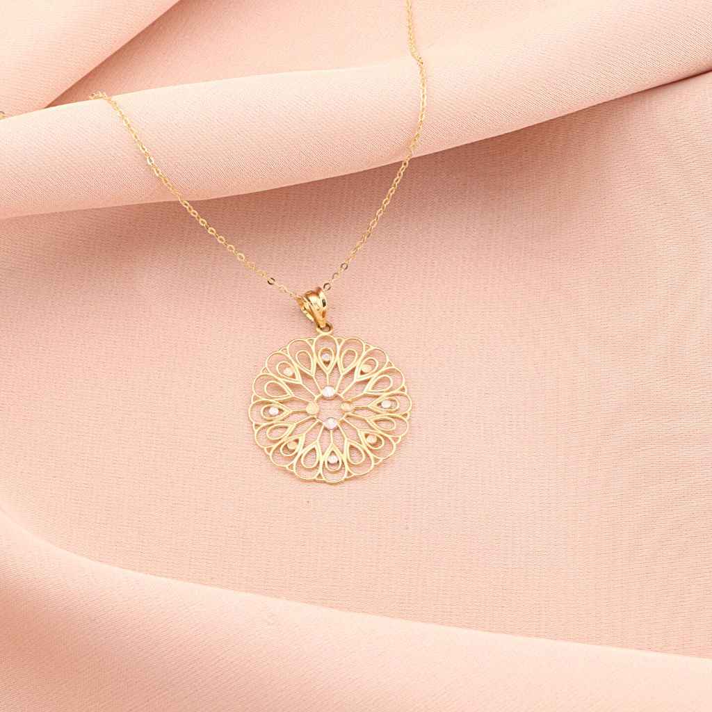 Pandantiv Aur Galben, Alb si Roz 14k Flower