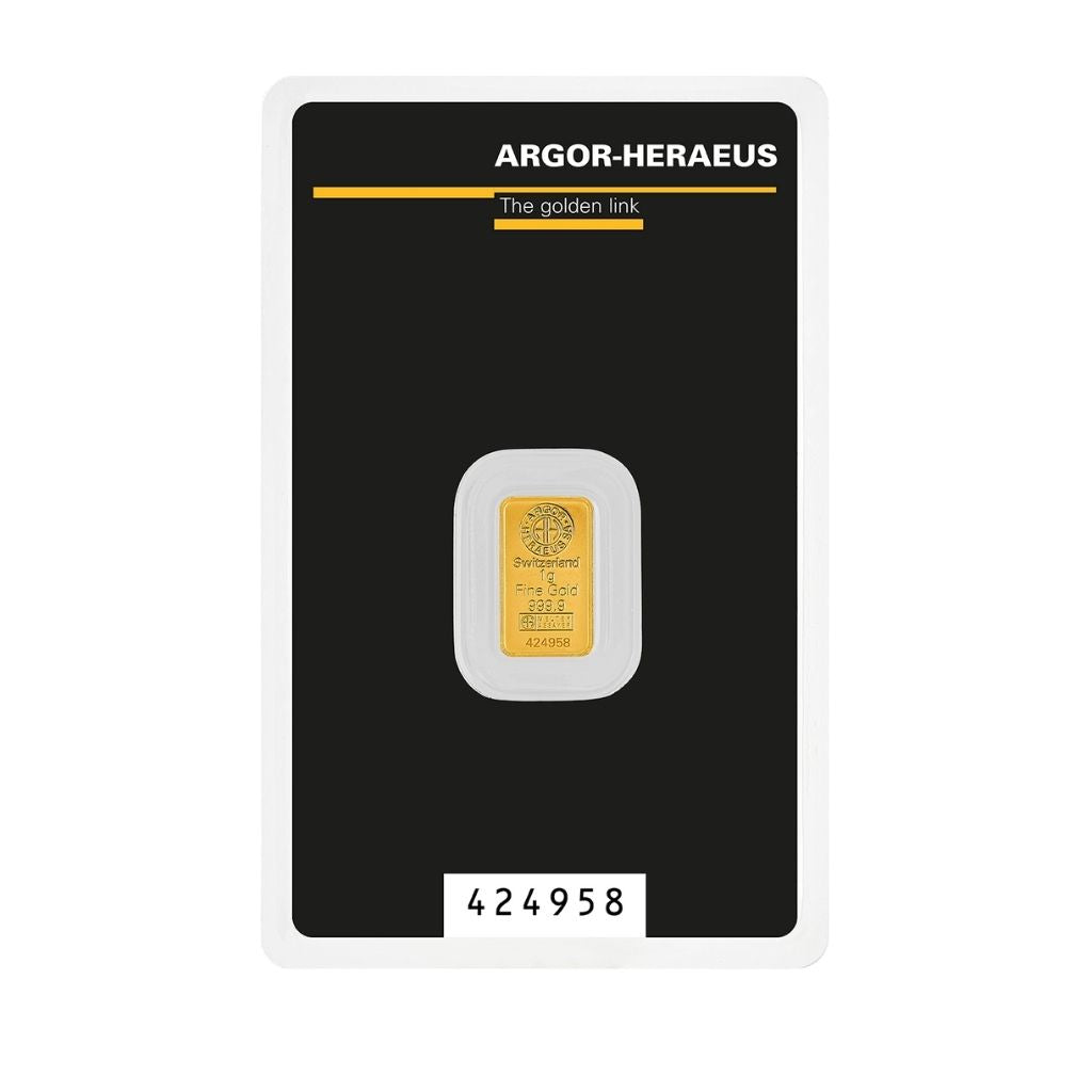 Lingou Aur 24K, Argor-Heraeus Kinebar, 1 g, puritate 999.9‰