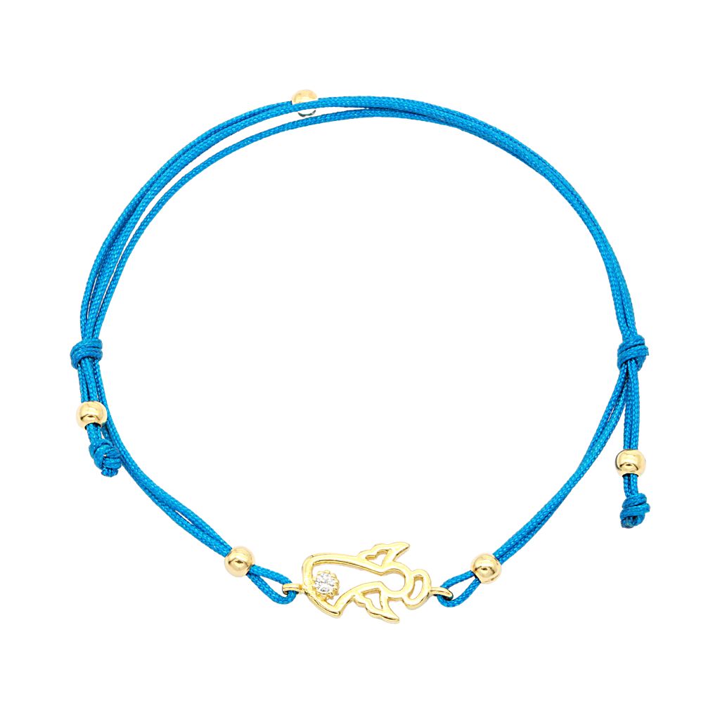 Bratara Snur Aur 14k Ingeras cu Piatra Alba
