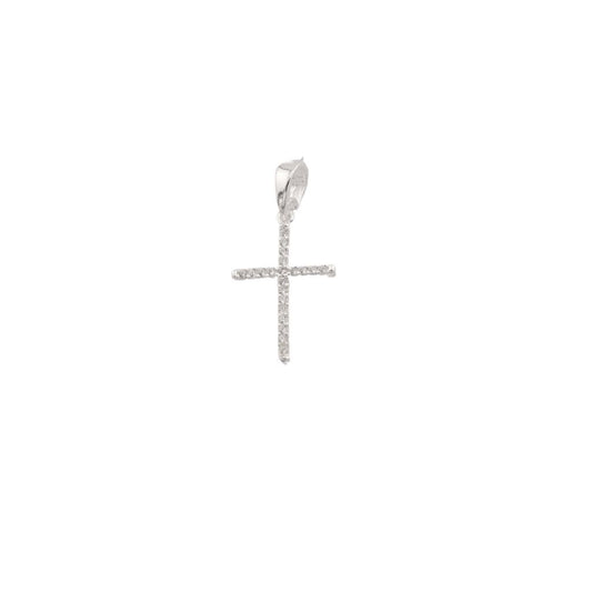 Pandantiv Argint Cruce Simpla cu Pietre Zirconia
