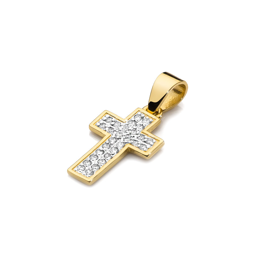 Pandantiv Cruce Aur 14k cu Diamante 0.24ct