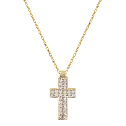 Lant Aur 14k Cruce cu Pietre Zirconia Faith