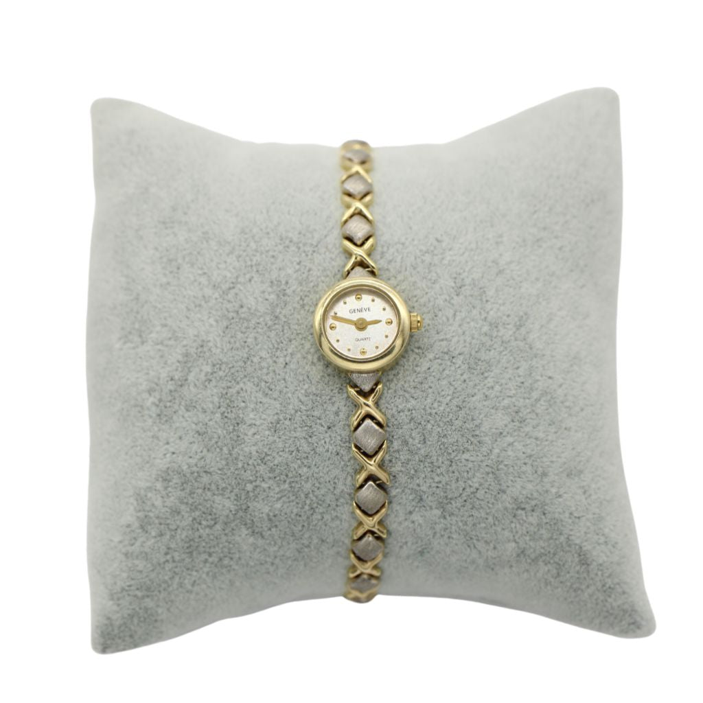 Ceas Aur Alb si Galben 14k Geneve Dama 13 mm