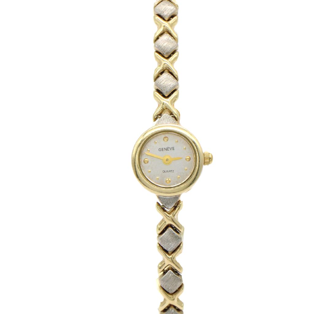 Ceas Aur Alb si Galben 14k Geneve Dama 13 mm
