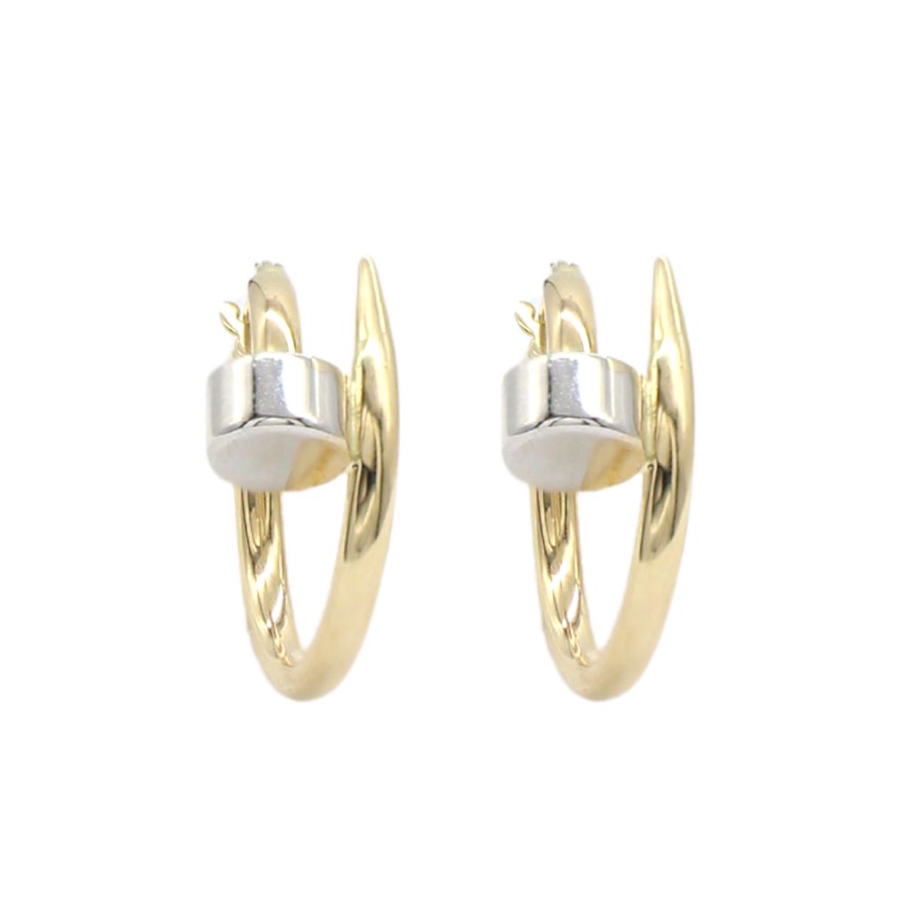 Cercei Aur Galben si Alb 14k Tip Cui 1.6cm