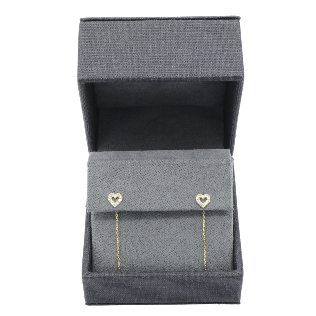 Cercei Fir Aur 14k Inimi cu Pietre Zirconia