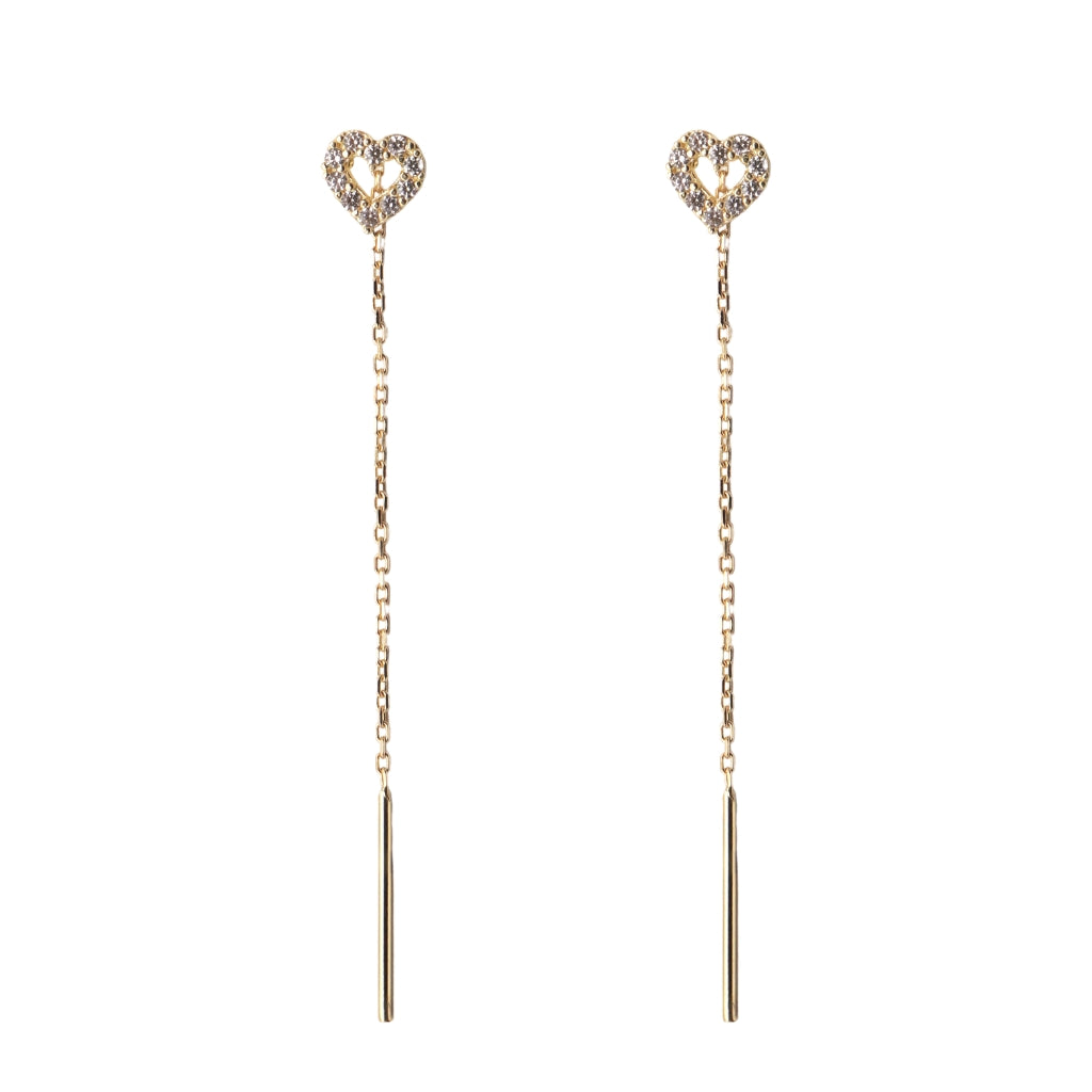 Cercei Fir Aur 14k Inimi cu Pietre Zirconia