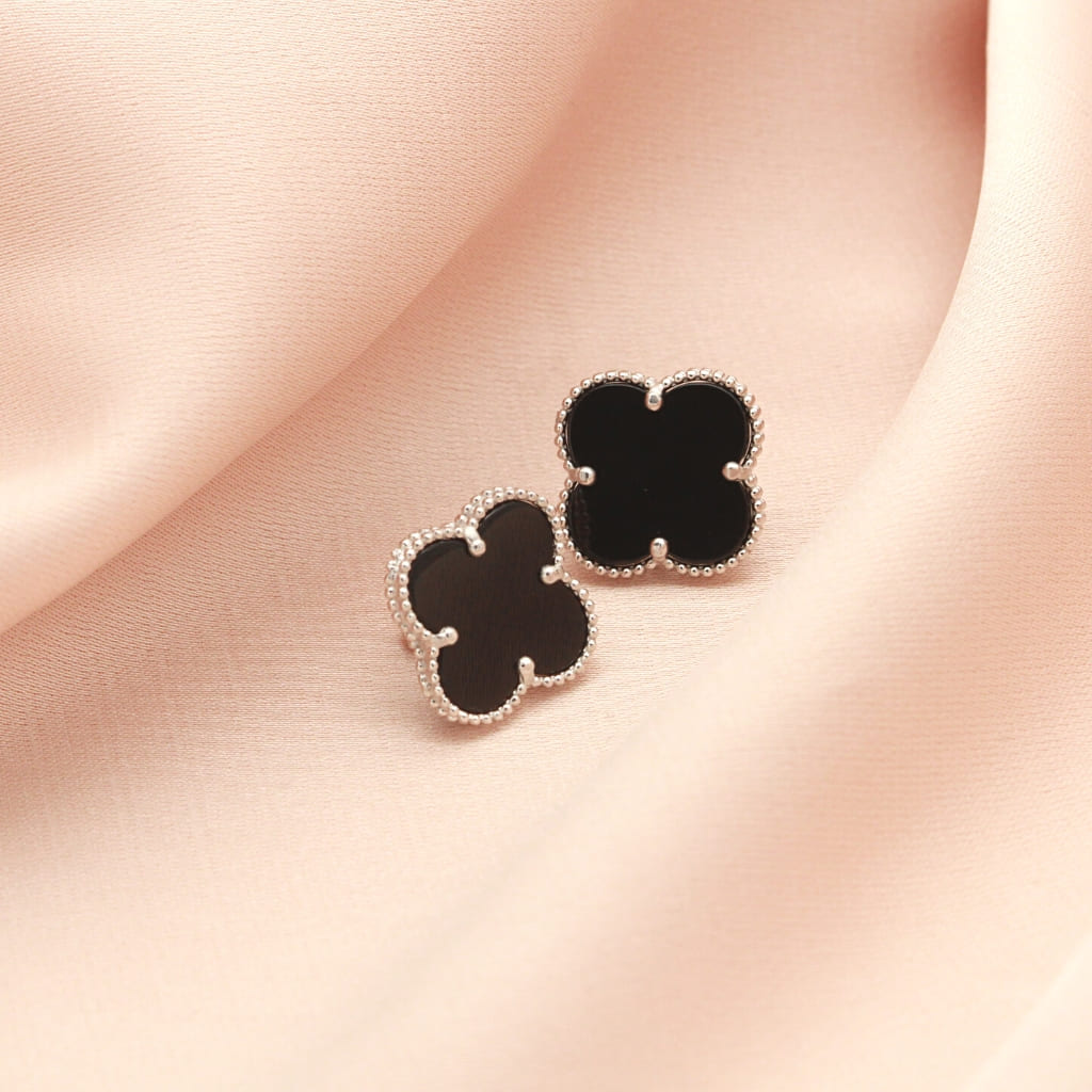 Cercei Argint Floare cu Onix