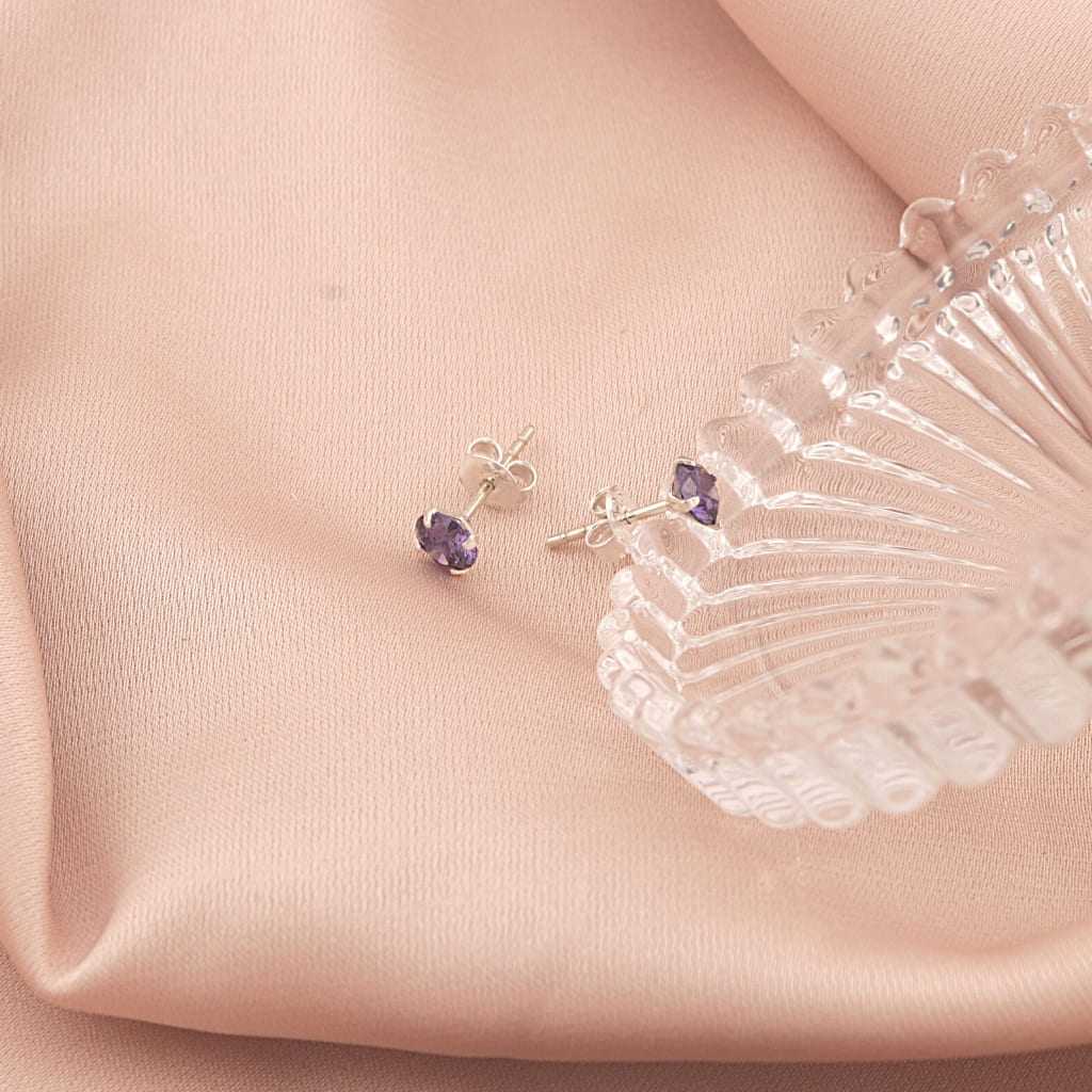 Cercei Argint Birthstone Luna Februarie - Royal Purple