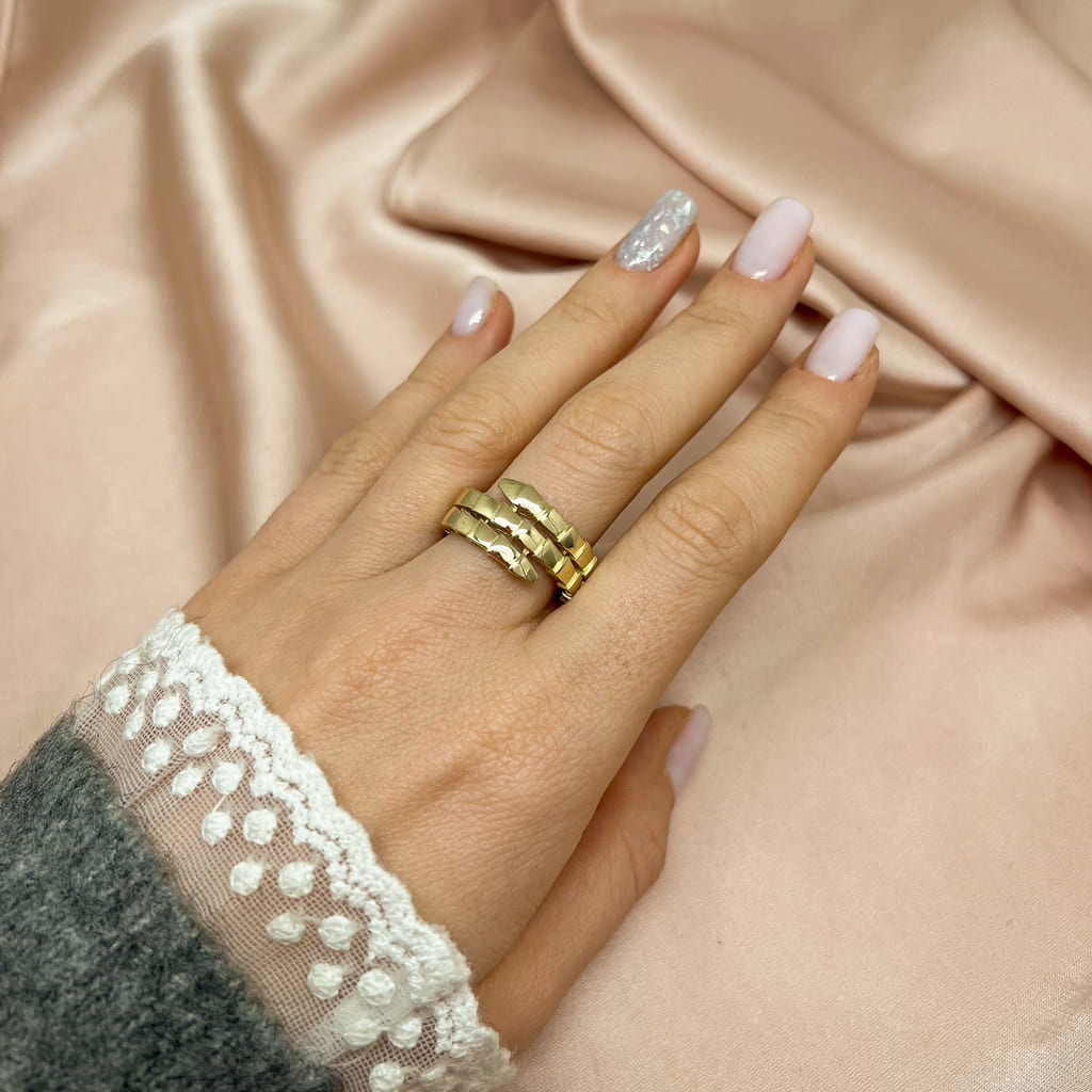 Inel Dublu Aur 14k Sarpe