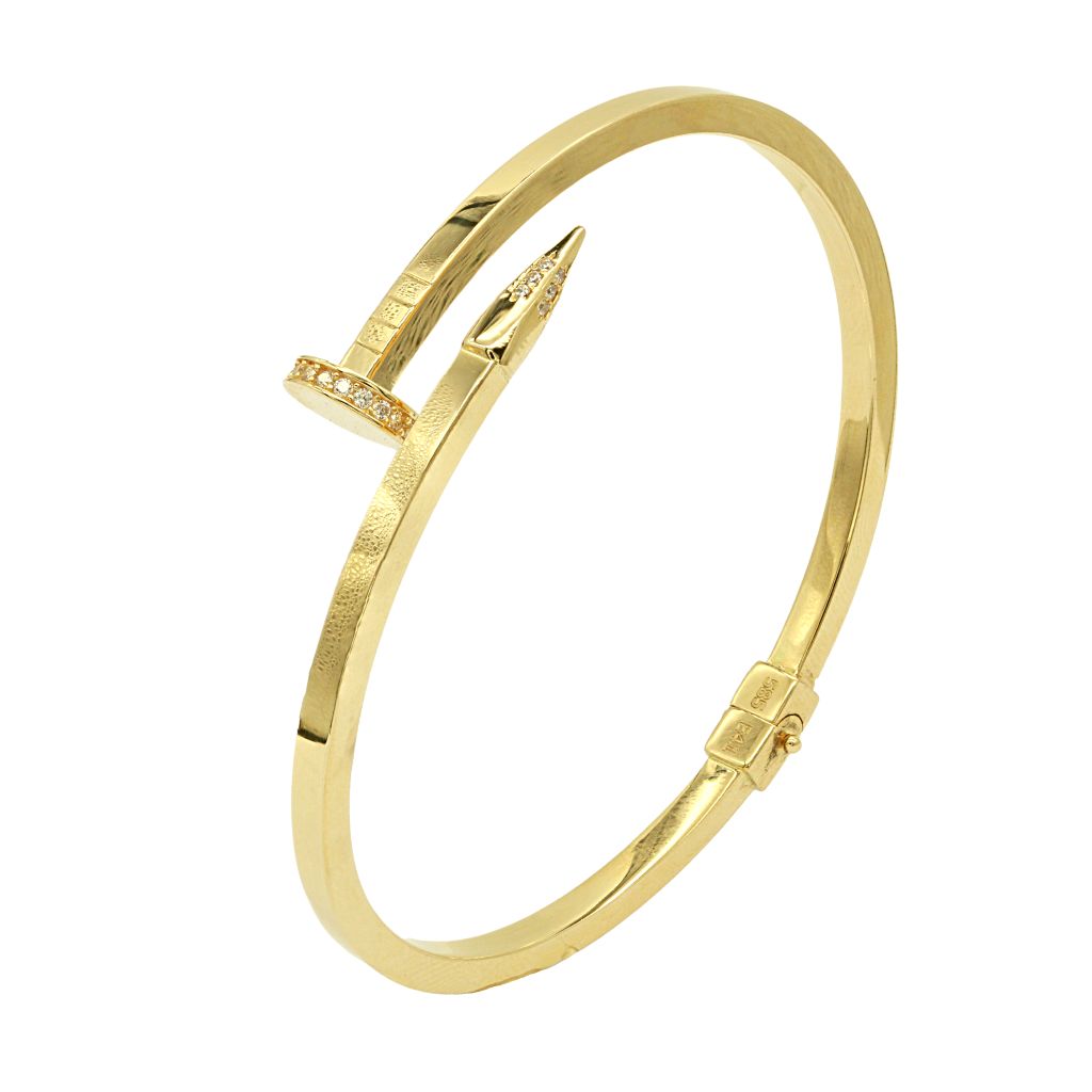 Bratara Fixa Aur 14k Cui Patrat cu Pietre Zirconia