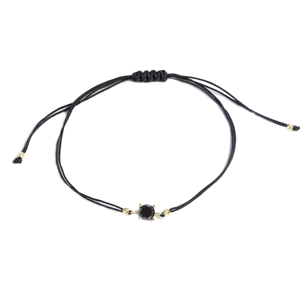 Bratara Snur Aur 14k cu Piatra Neagra
