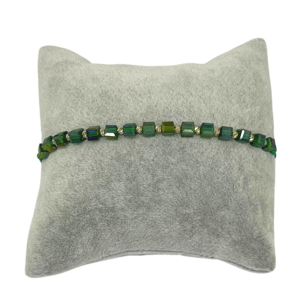 Bratara Snur Bile Aur 14k si Cristal Cubic Verde 4mm