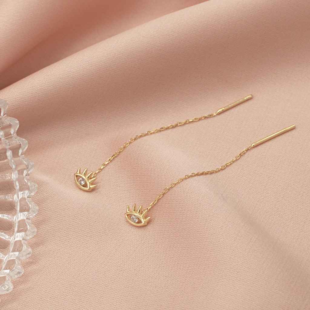Cercei Fir Aur 14k Evil Eye cu Piatra Zirconia