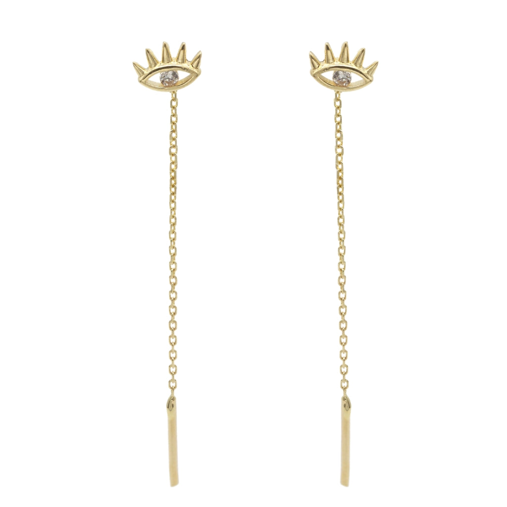 Cercei Fir Aur 14k Evil Eye cu Piatra Zirconia