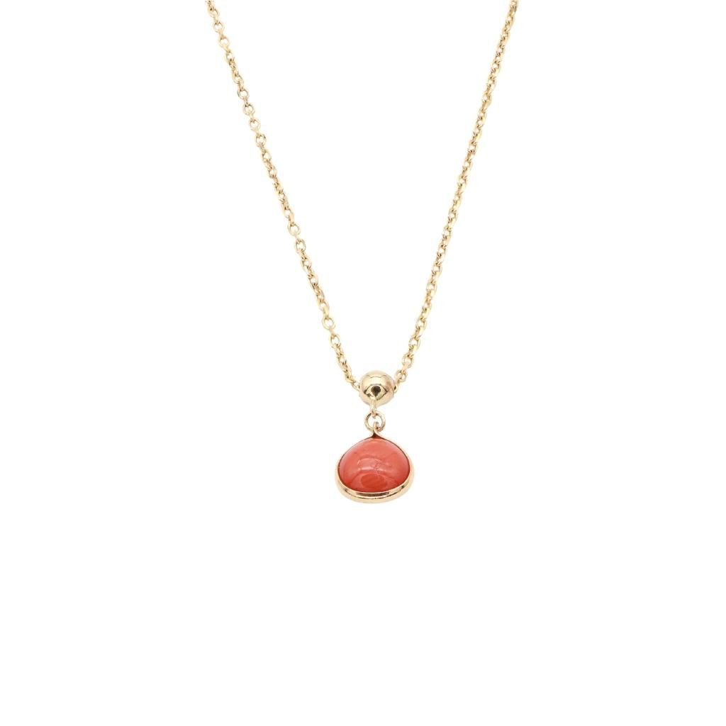 Lant Aur 14k cu Piatra Coral Rotunda