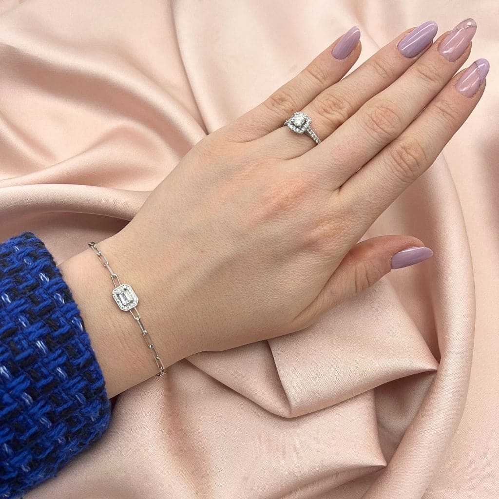 Bratara Argint Chain si Piatra Baguette