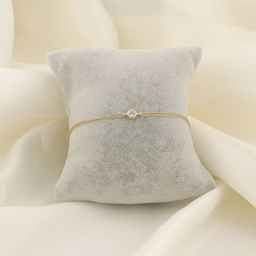 Bratara Aur 14k Minimalista cu Piatra Alba