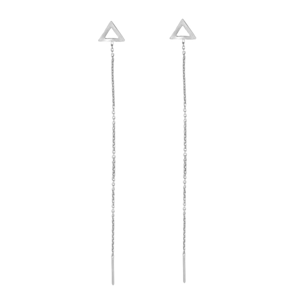 Cercei Argint Lungi cu Fir Triangle