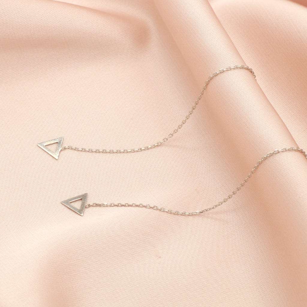 Cercei Argint Lungi cu Fir Triangle