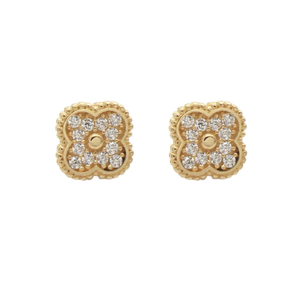 Cercei Aur 14k Floare cu Pietre Zirconia