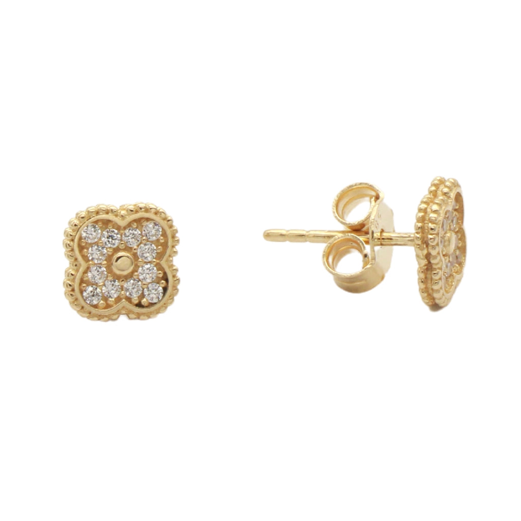 Cercei Aur 14k Floare cu Pietre Zirconia