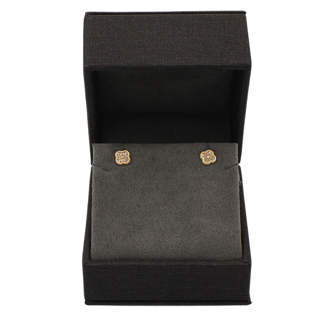 Cercei Aur 14k Floare cu Pietre Zirconia