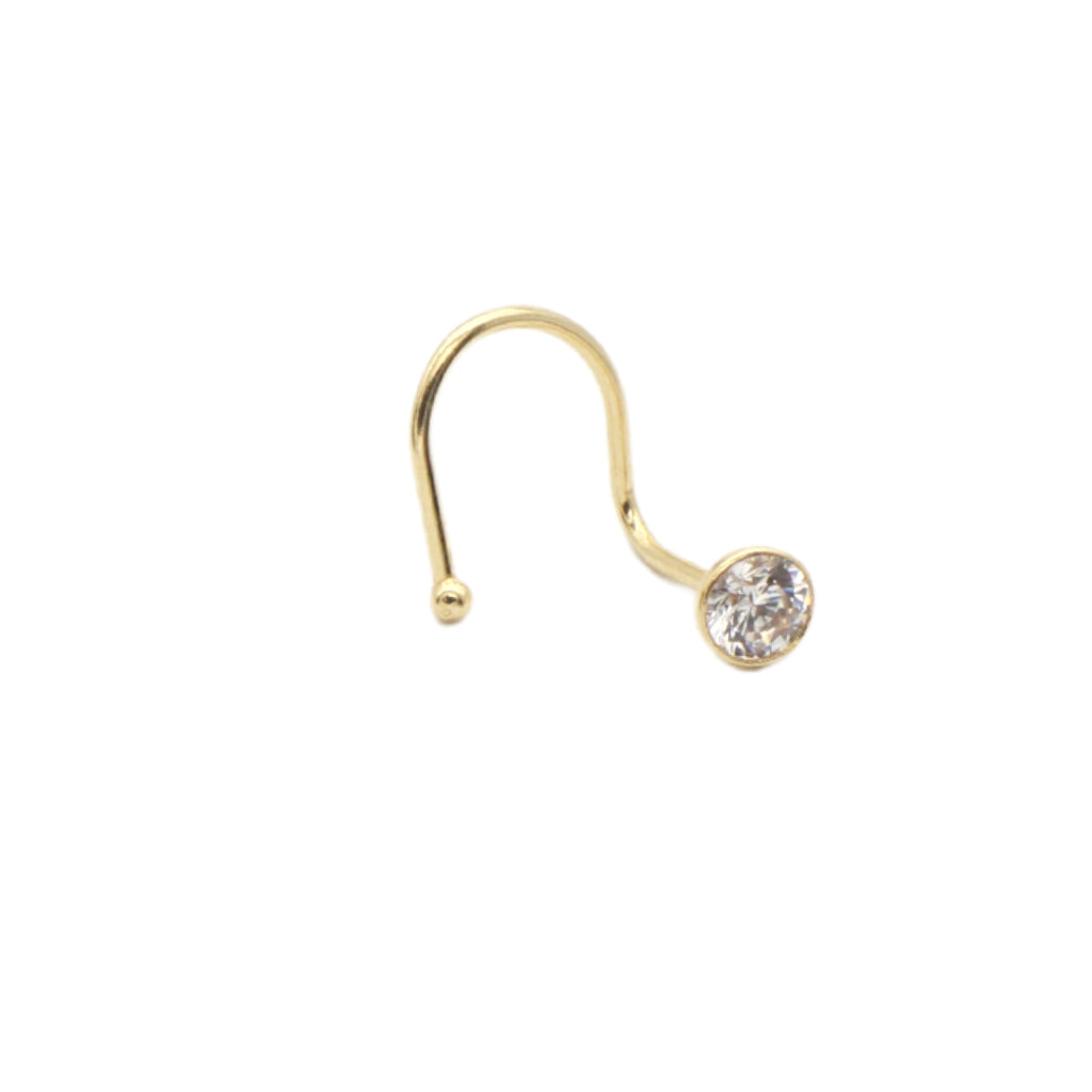 Cercel Piercing Nas de Aur 14k cu Piatra Zirconia