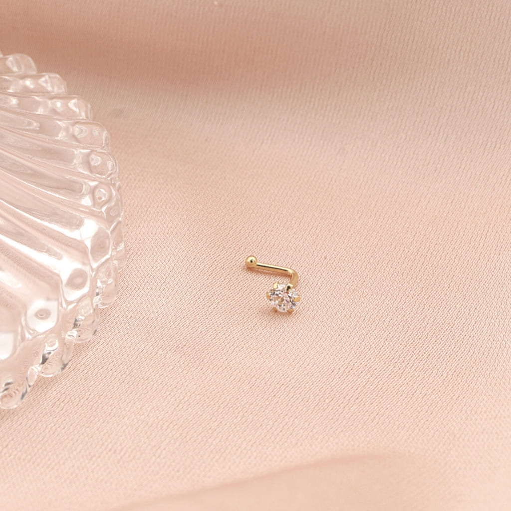 Cercel Piercing Nas din Aur 14k cu Piatra Zirconia