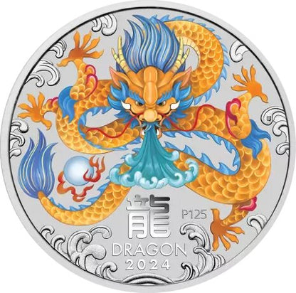 Moneda Argint: 1 oz Lunar III Dragon 2024 Coloured