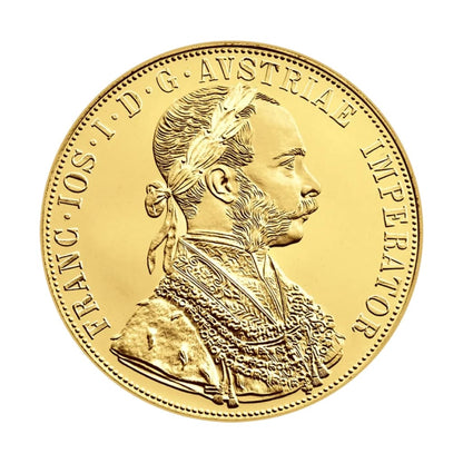 Moneda Aur, Franz Iosef Austria Necirculată, 4 ducati, 24 K, 13.96 g, puritate 986‰