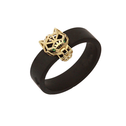Inel Unisex Aur 14k si Silicon The Panther