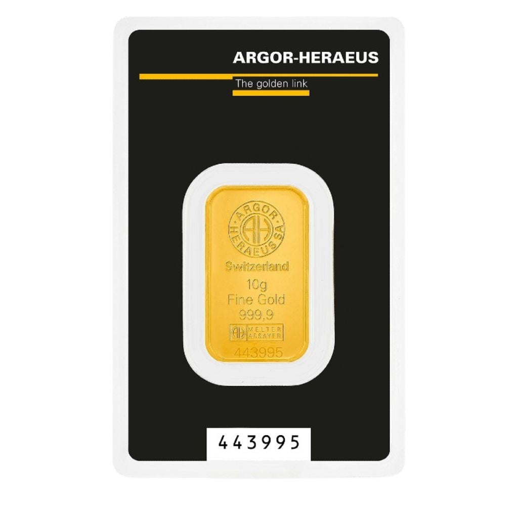 Lingou Aur 24K, Argor-Heraeus Kinebar, 10 g, puritate 999.9‰