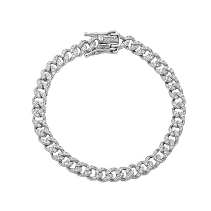 Bratara Argint Cuban Link cu Pietre Zirconia